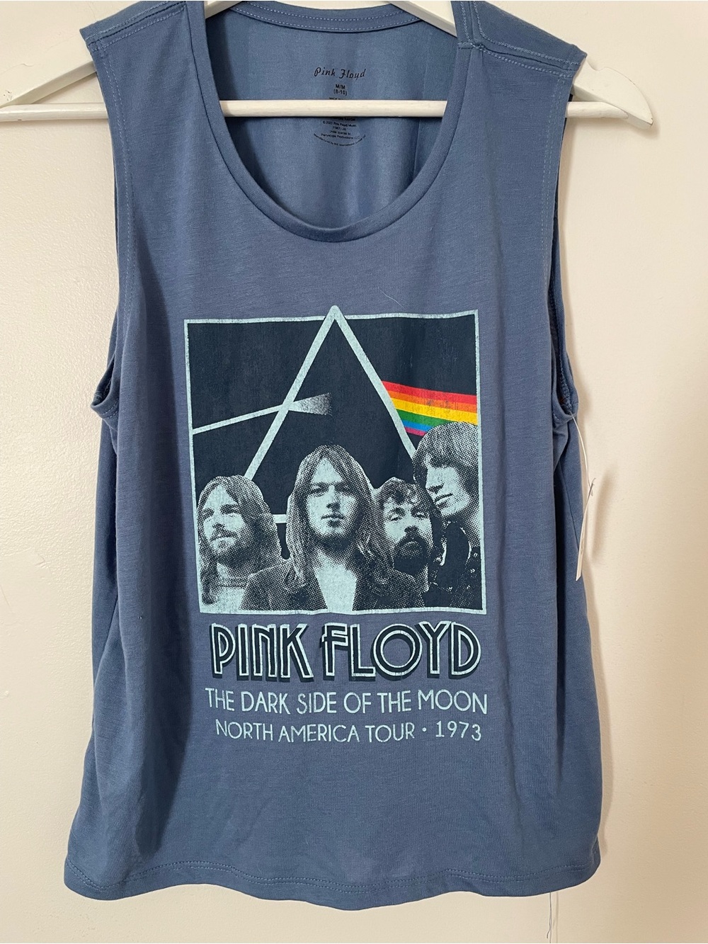 Pink Floyd Sleeveless Tour Muscle Tee - Dusty Blue with Rainbow Accent